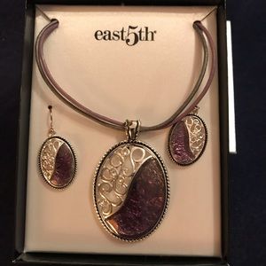 East 5th Purple Silver Stone Necklace and Earring